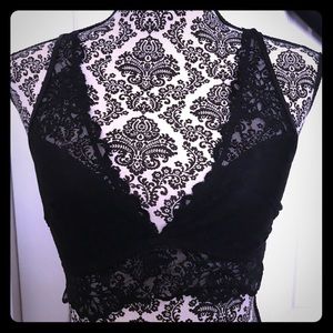 Black Lace Deep V Bralette